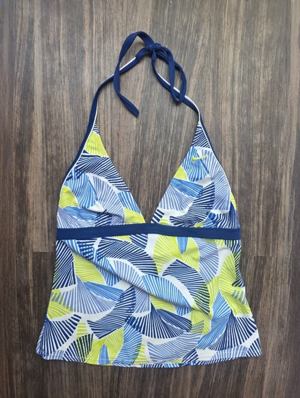 Nike Vintage Y2K Black White Swoosh Sporty Tankini Swim Cami Top Size 10